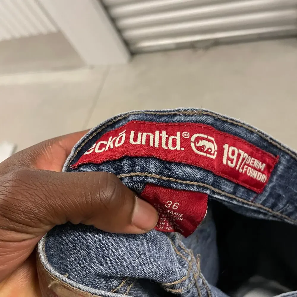 Baggy Y2K ecko unltd jean shorts 36